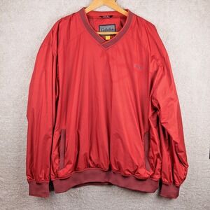 Cabelas Jacket Men XXL Tall Red Windbreaker Golf Pullover Outdoor Mesh Lined